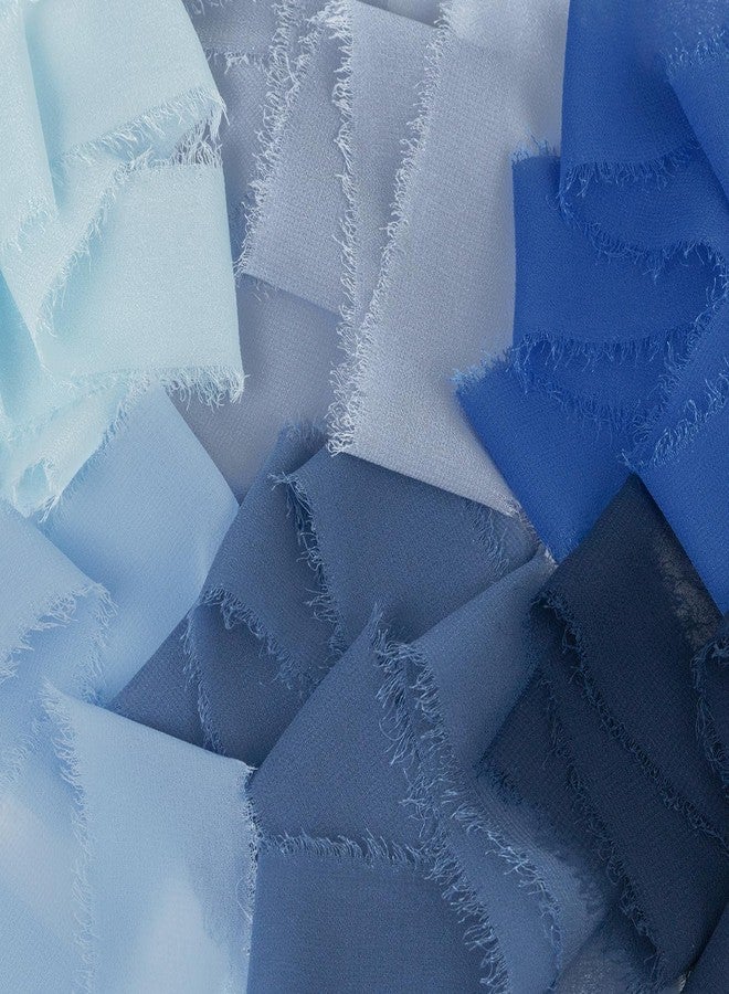 Mlurcu Handmade Fringe Chiffon Silk Ribbon - 1.5 Inch x 3Yd, Multi-Blue (Baby, French, Dusty, Dark, Royal, Navy) for Wedding Invitation, Flower Bouquets, Gift Wrapping, Baby Shower - Image 3